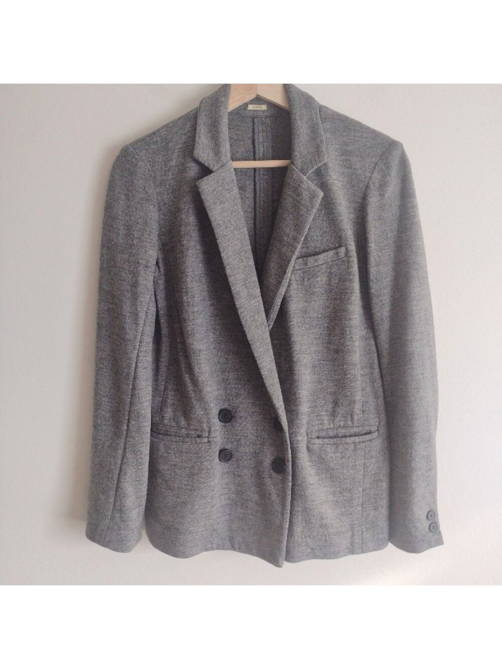 J Crew Knit Blazer M Gray Double Breasted Classic Business Casual Jacket